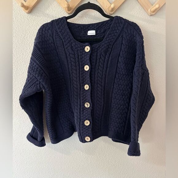 Celtic & Co. The Shetland Cardigan Navy Blue Sz M - Picture 2 of 9